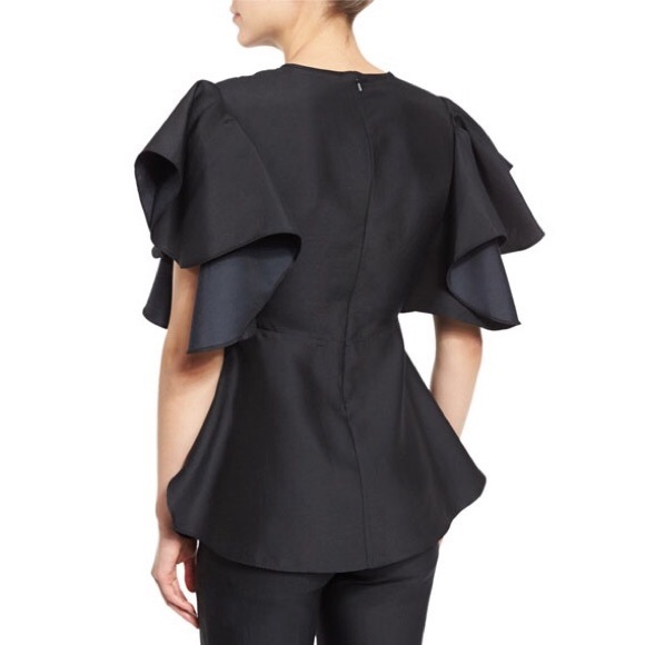 CO. Label Ruffled Short-Sleeve Peplum Blouse - Picture 2 of 6